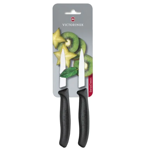 Set Cuchillo Verdura Swiss Classic dentado Negro. Hoja 8 cm